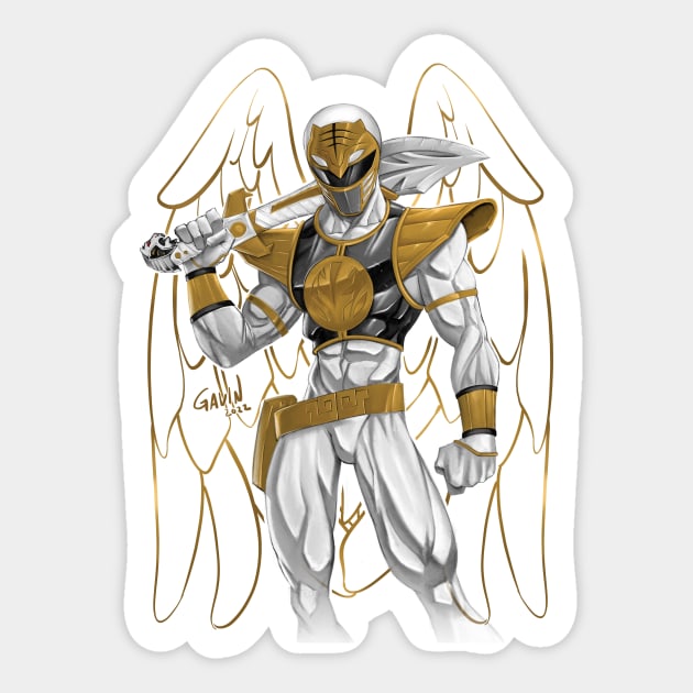 White Ranger Forever Sticker by gavinmichelliart